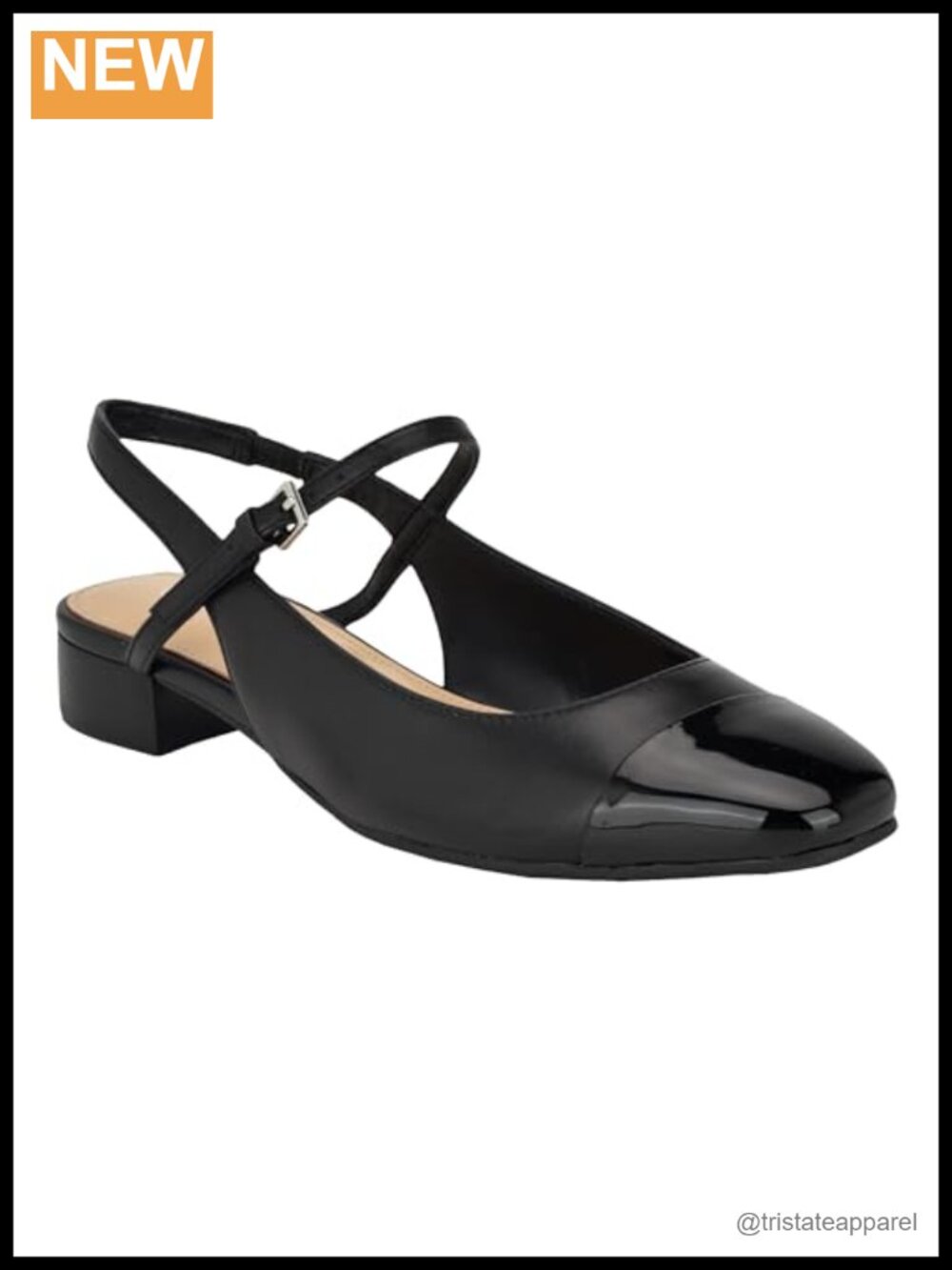 Calvin Klein Blaire Square Toe Block Heel Adjustable Ankle Strap Dress Pump